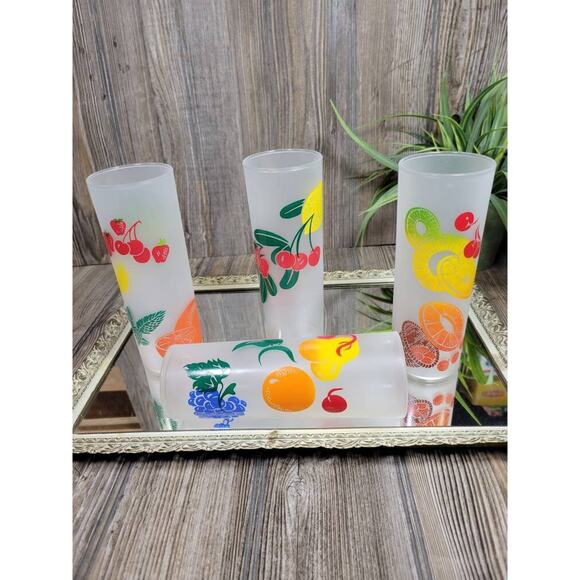 4 Zombie Tumblers Frosted Fruit Federal Glass, Tom Collins Barware - Picture 2 of 4